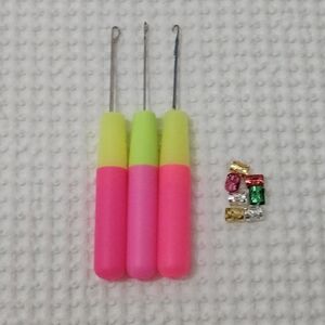 Set of Neon Crochet Hooks with Beads